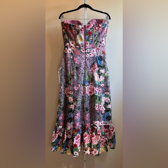 NEW Dress the Population Carina Embroidered Strapless Dress M/8-10 Blush Multi - Picture 6 of 15